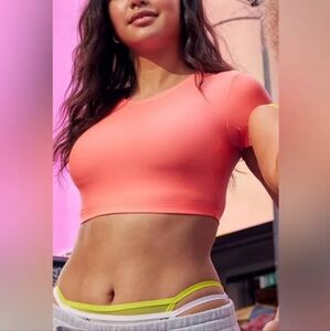 Aerie Smoothez Crop Top Bralette Neon Coral